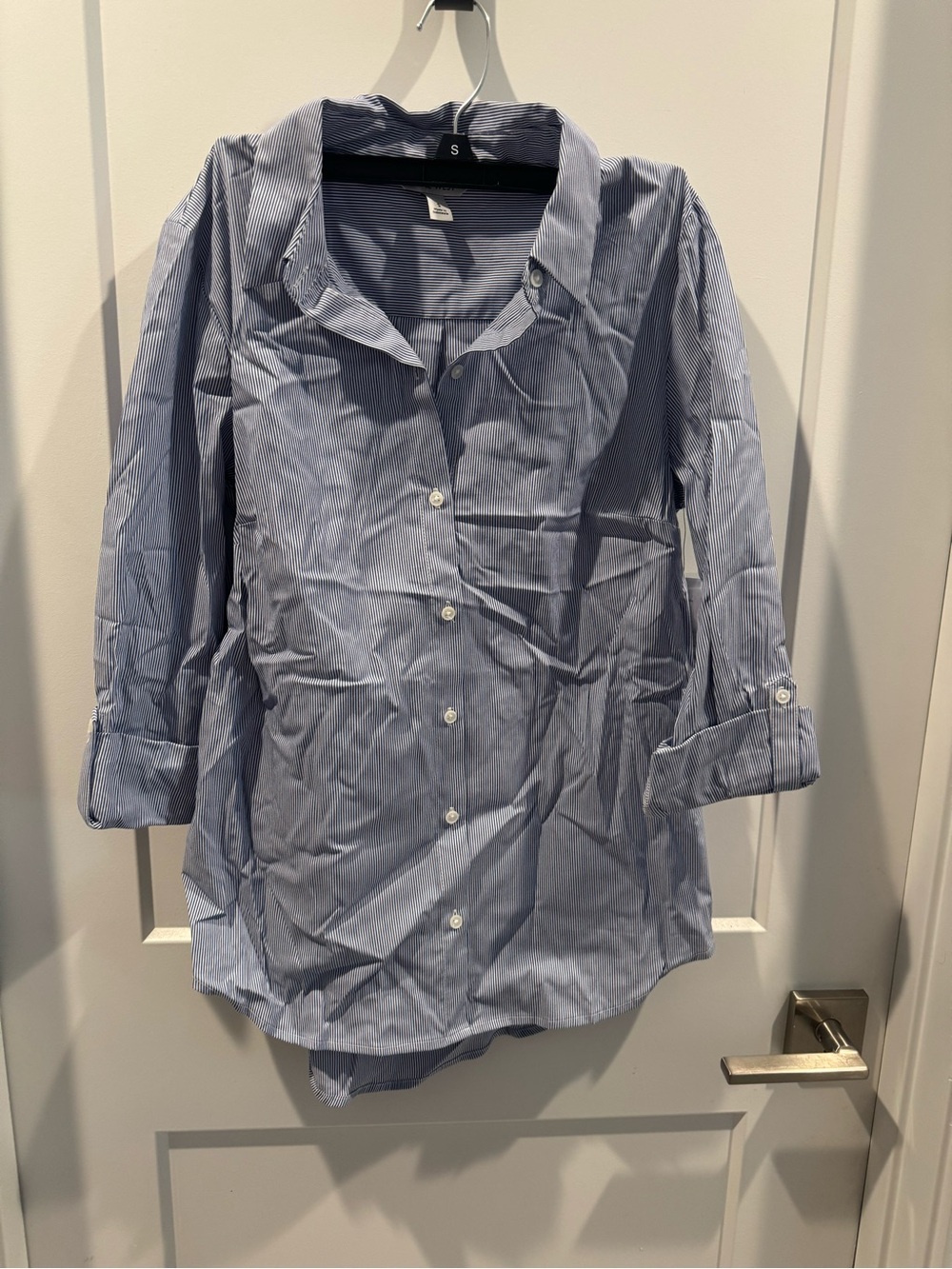 Nine West Blue Pinstripe Button-Down Shirt